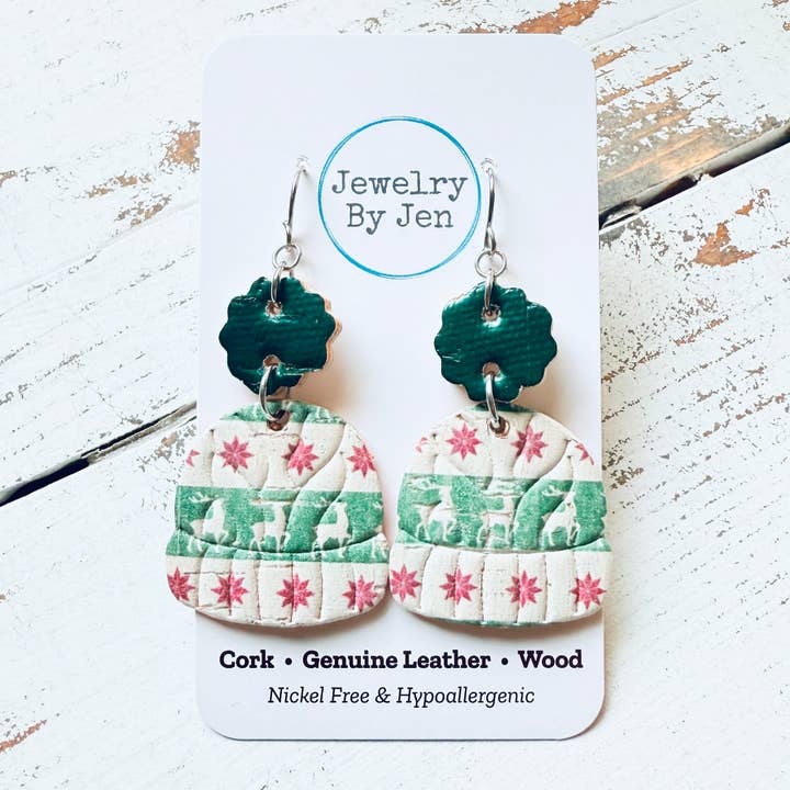 Winter Hat Earrings: Green & Red Reindeer and other Purchase Wholesale cork hats. Free Returns & Net 60 Terms on Faire trending on Faire.
