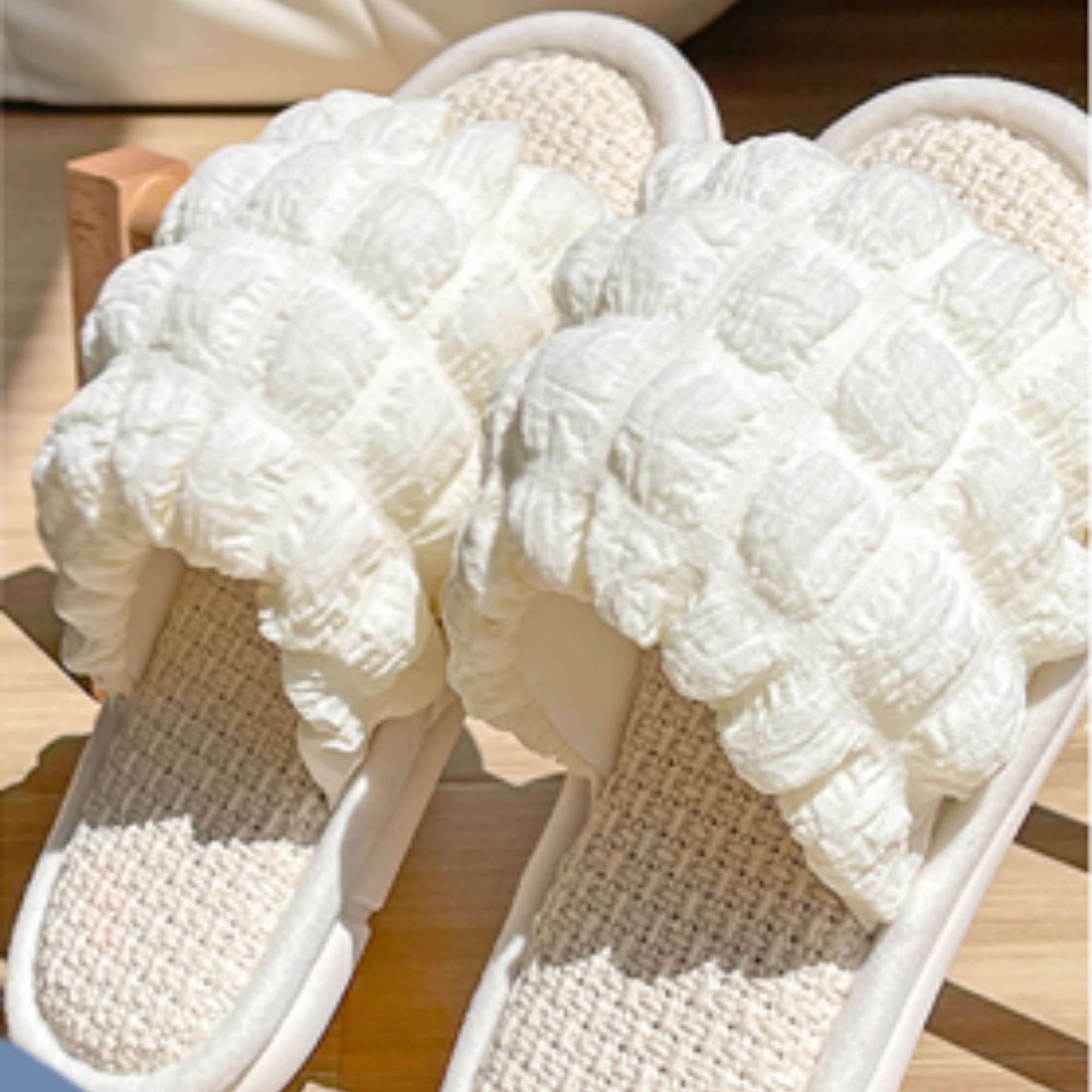 DrifWoo – Chinelos - Mulher por atacado – Chinelos femininos de linho Puff, sandálias internas de spa, QKX0195