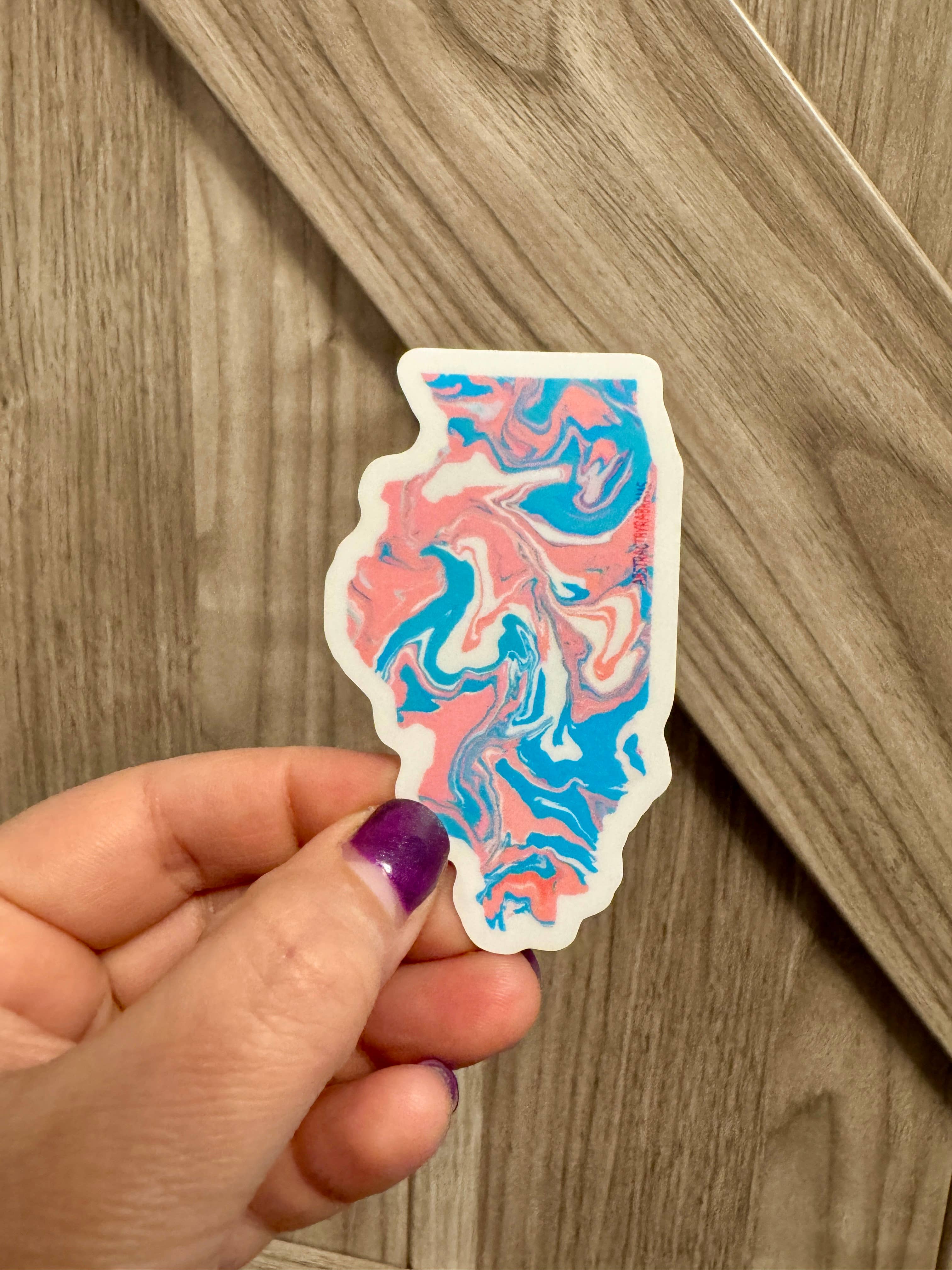 AbstractbyRabrams - Wholesale Sticker - Illinois State Vinyl Sticker - LGBTQ - Rainbow - Trans8