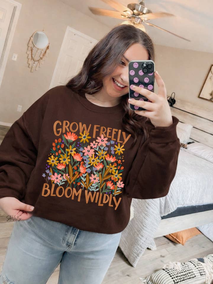 Bloom Wildly Tee + Sweatshirt for wholesale by Shop Hal Wholesale
