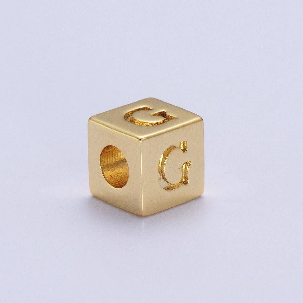 Aim Eternal - Wholesale Individual Charm/Pendant - Gold Initial Letter Alphabet 6.2mm Block Beads Charm Connector For Jewelry Making Component Supply A-A1145-A-A11576