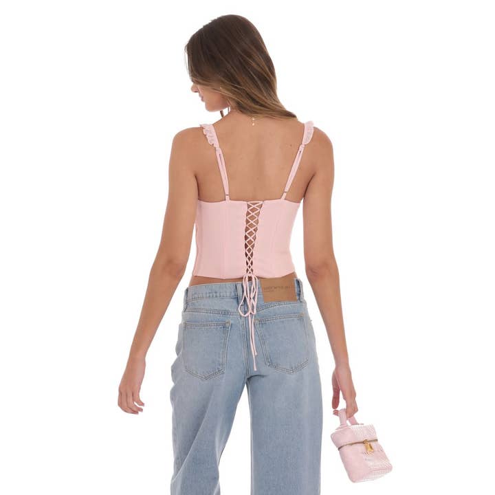 Lucy In The Sky - Wholesale Dress - Women's - Ruffle Scoop Crop Top in Pink