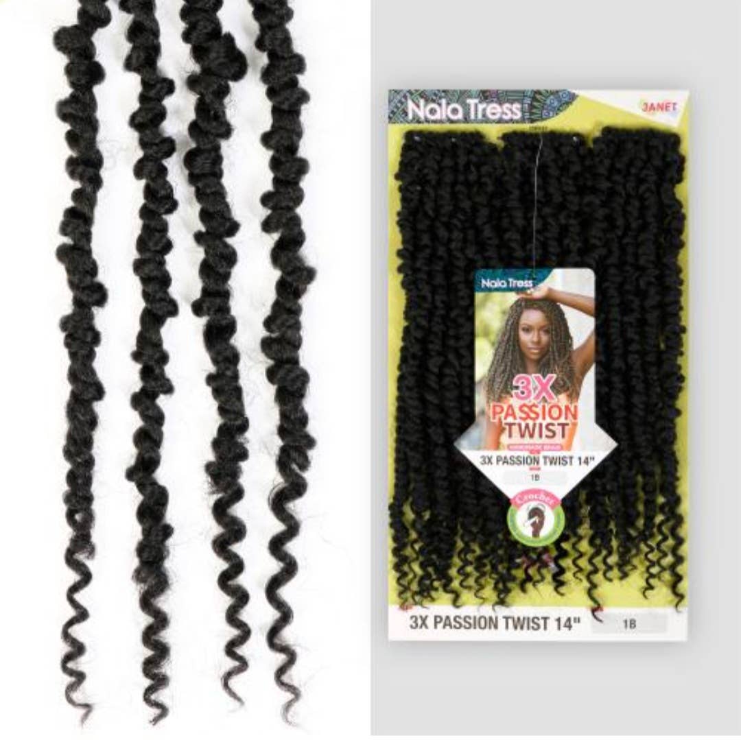 Majestic Wholesale – Engroshandel Hårforlængelse – Nala Tress 3X Passion Twist 14" Hæklet Hår1