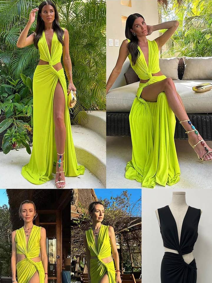 LORIANE - Wholesale Gown - Women's - 6595 long dress with slit one size