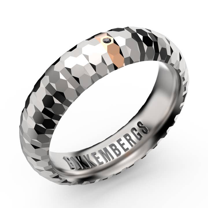 GEOR02WW - 316l steel ring and diamonds for wholesale by BIKKEMBERGS