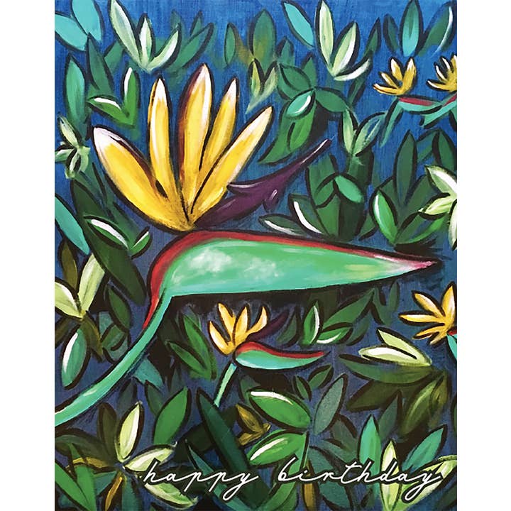 Bird of Paradise födelsedagskort - tropisk, djungel, blomma för wholesale av Kerry Quinn's Kitsch
