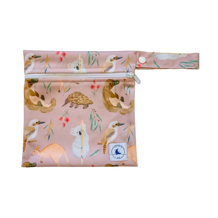 REUSABLE MINI WET BAG ~ AUS ANIMALS for wholesale by Little E & Co