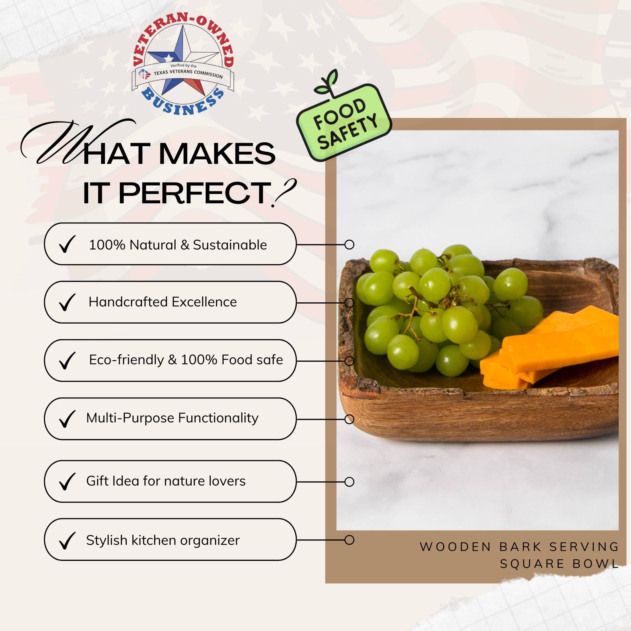 Valor Home Goods - Wholesale Decorative Plate/Dish/Bowl - Food-Safe Rustic Wood Bark Small Serving Square Bowl 2