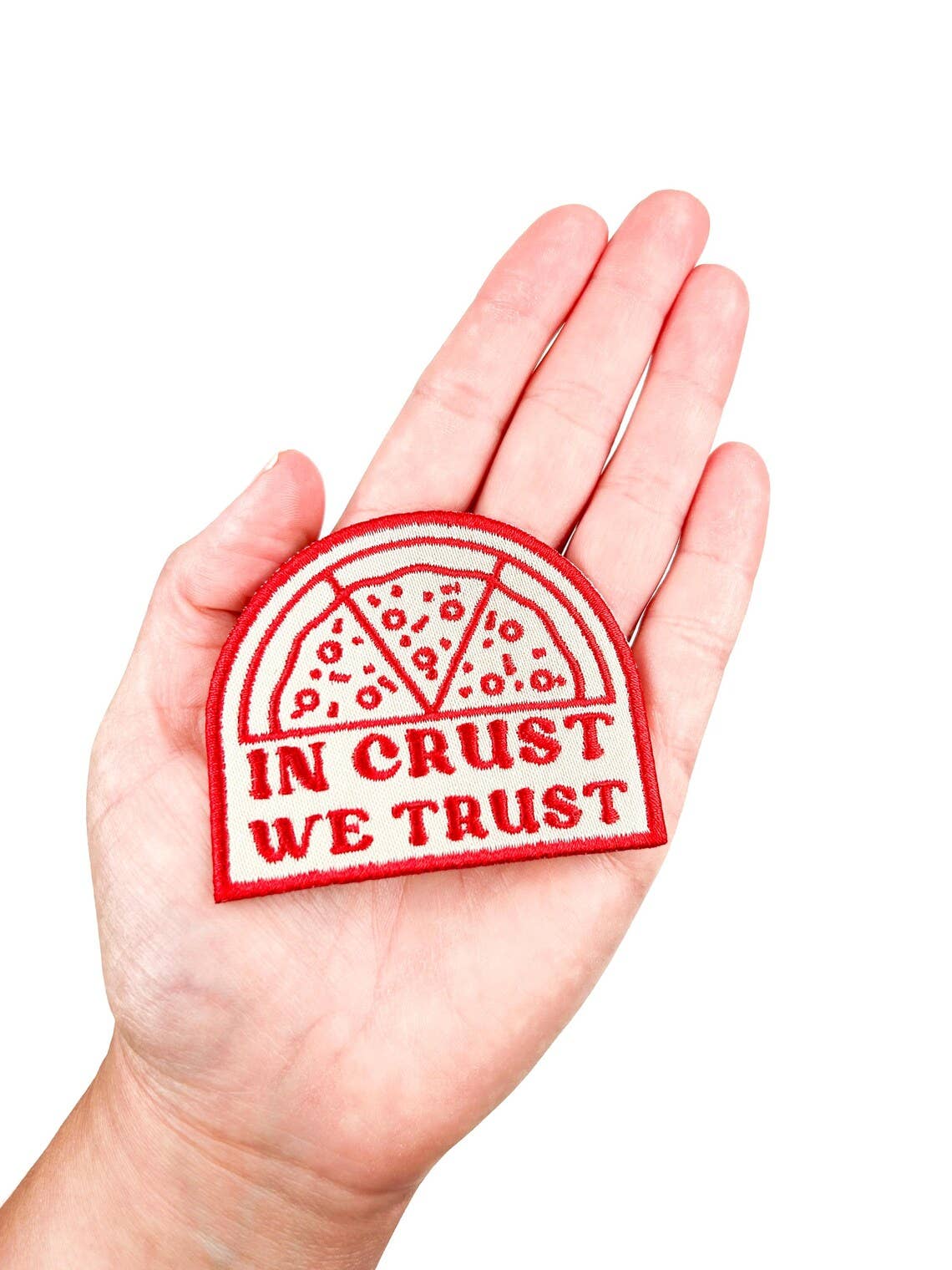 Field Trip Threads - Wholesale Patch - In Crust We Trust Embroidered Iron-On Patch Pizza Italy Chef2