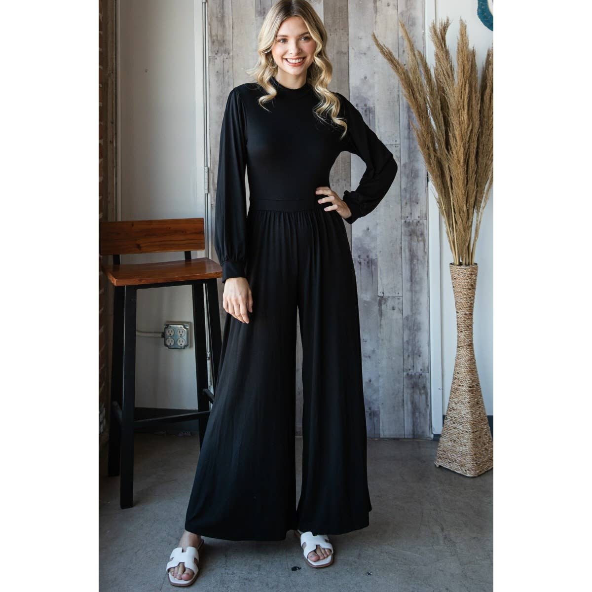 Veveret - Vente Combinaison – femme - P70590 - Combinaison à col montant et jambes larges11