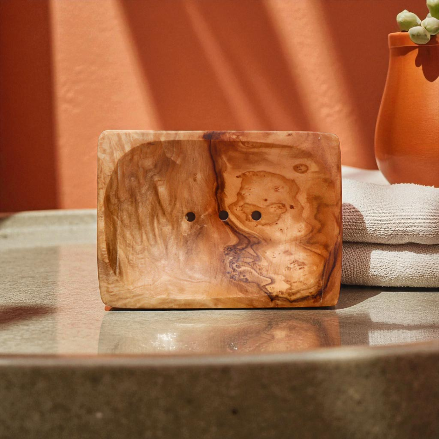 Handcrafted Olivewood – wholesale Tvålhållare – Handgjord tvålfat i olivträ med dränering1