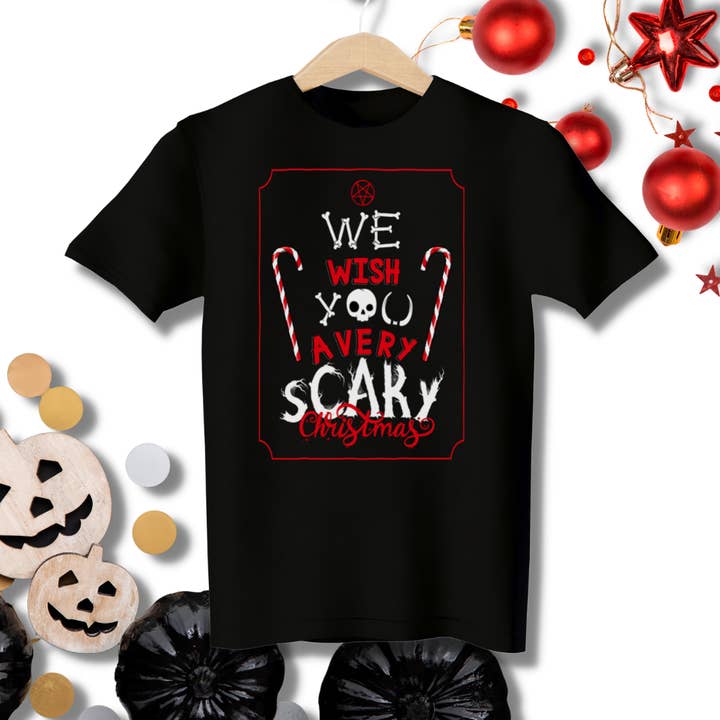 We Wish You A Scary Christmas Candy Cane Tee - Unisex Shirt for wholesale by Beautifully Unique® Bootique