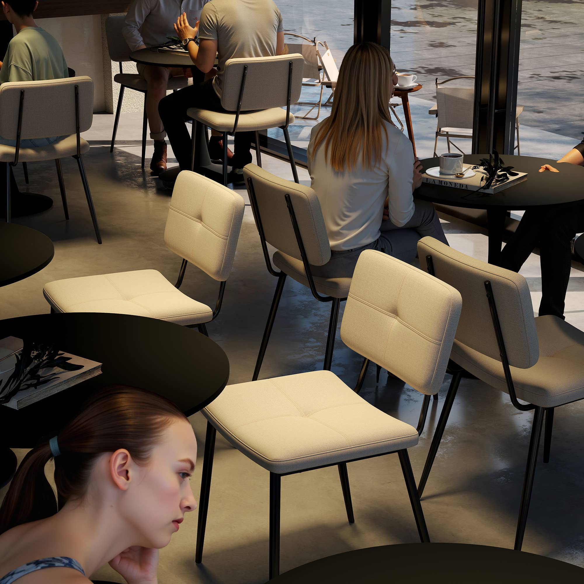 39F Inc. - Vente Chaises - Chaises de café ou de restaurant en tissu beige6