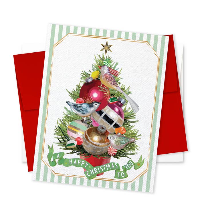 Christmas Card | Little Christmas Tree, Sparkling Ornaments for wholesale by The Red Barn Press