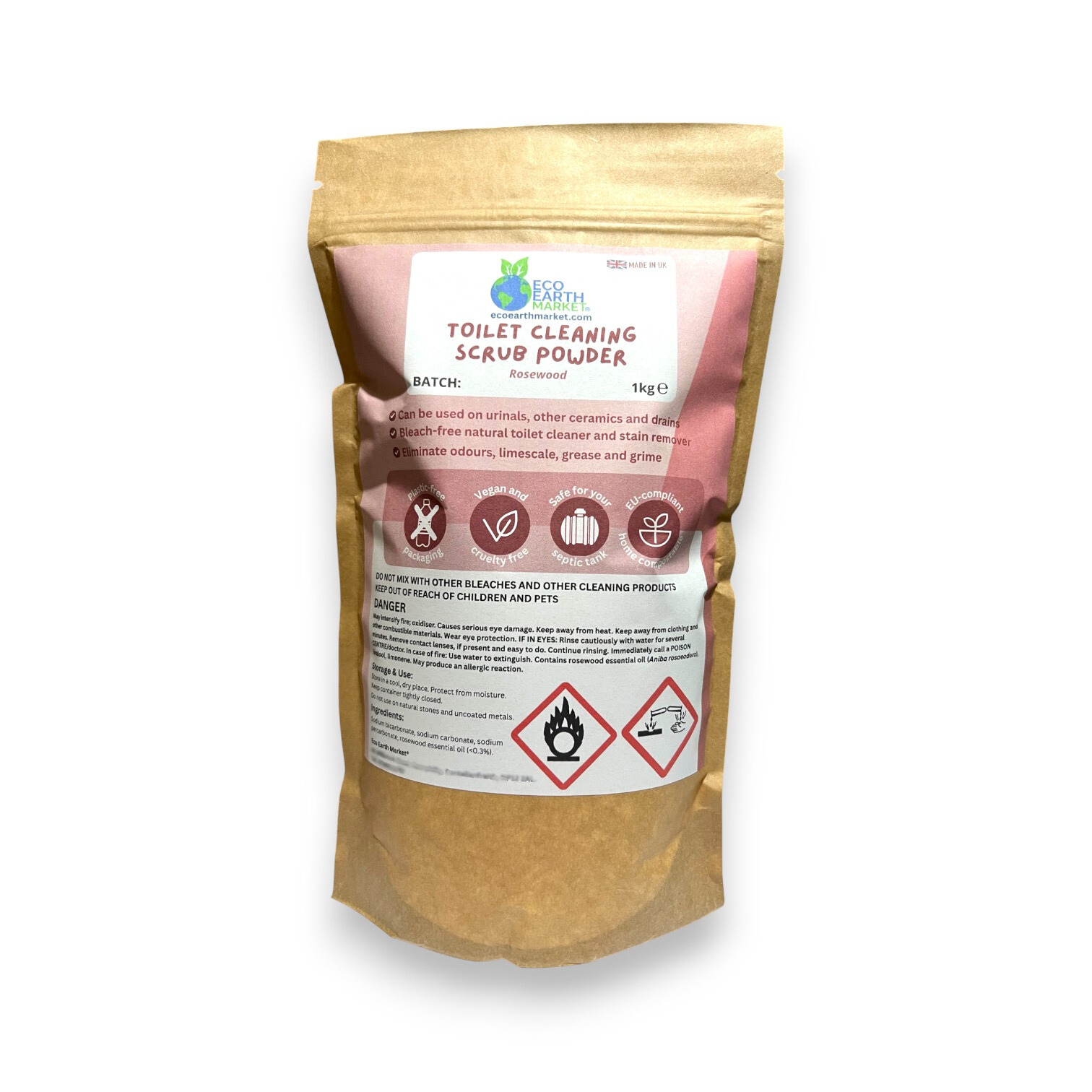 Eco Earth Market - Wholesale Toilet Cleaner - Rosewood Toilet Cleaning Scrub Powder 1kg2