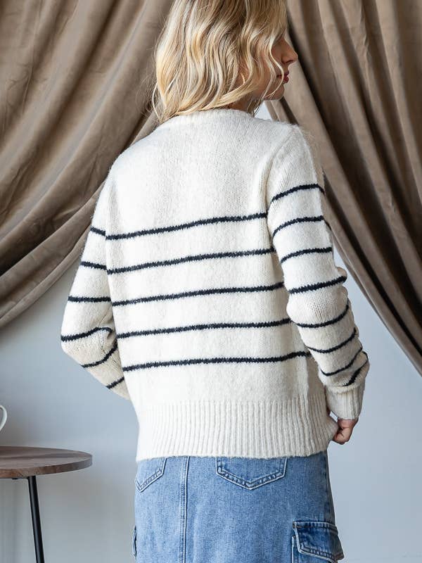 miroh - Wholesale Cardigan - Women's - Stripe Button Up Sweater19