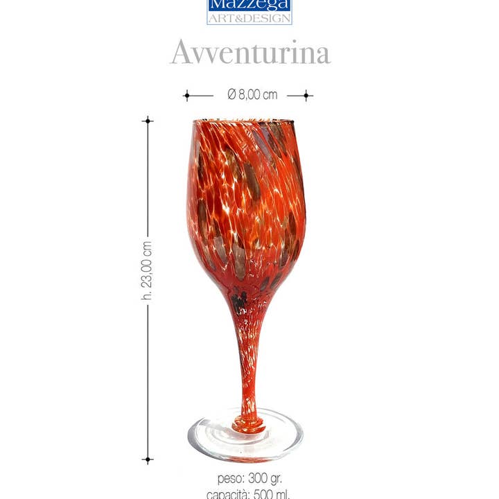 Mazzega Art & Design - Wholesale Wine Glass - Blue and Red Wine Glasses and Glasses with Blown and Handmade Glass Aventurine “The Colors of Murano” - Made in Italy4
