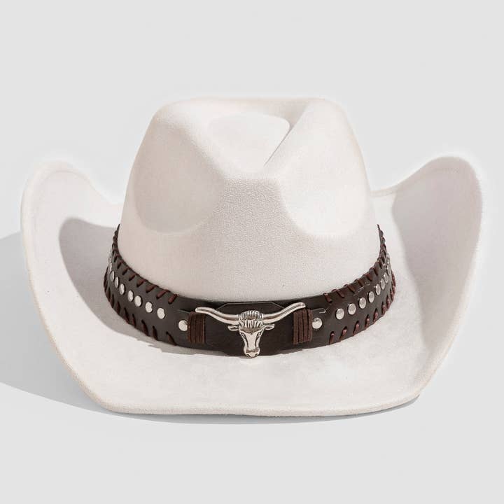 Collections by Fame Accessories - Wholesale Fedora - Women's - Studded Western Bull Head Strap Cowboy Hat6