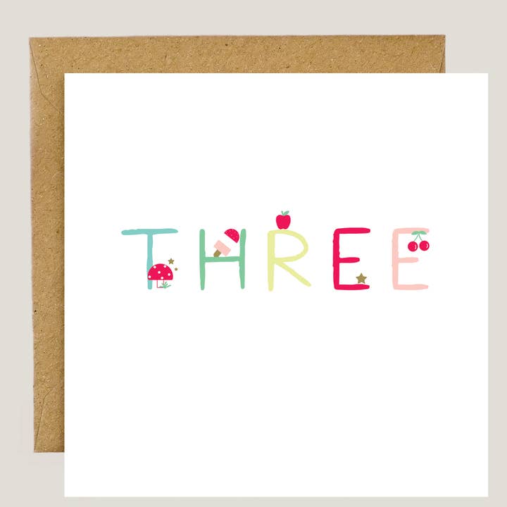 THREE Eco-Friendly Children's Birthday Card for wholesale by Peony & Pangolin