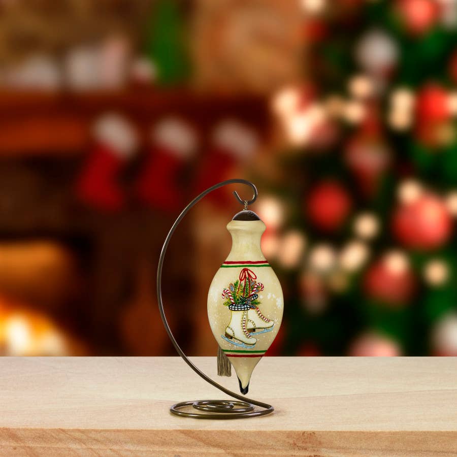 Precious Moments - Wholesale Ornament - Ne’Qwa Art Ice Skates with Greenery Ornament0