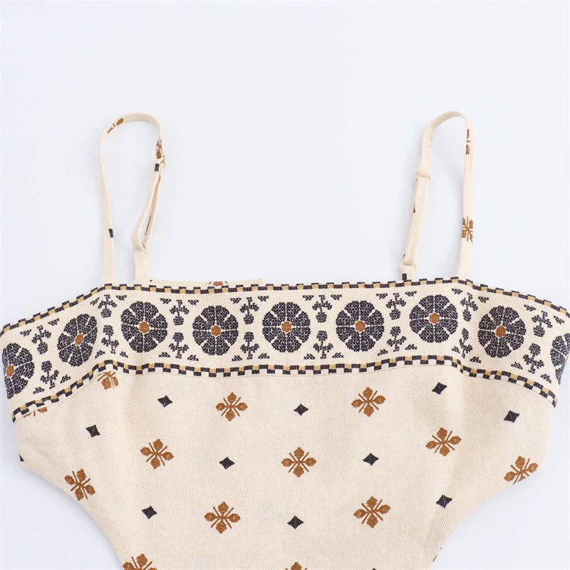 As Shown French Print Linen Midi Dress Summer Chic for wholesale on Faire1