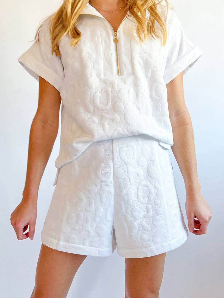 White New T-shirt three-quarter pants set simple casual suit for wholesale on Faire