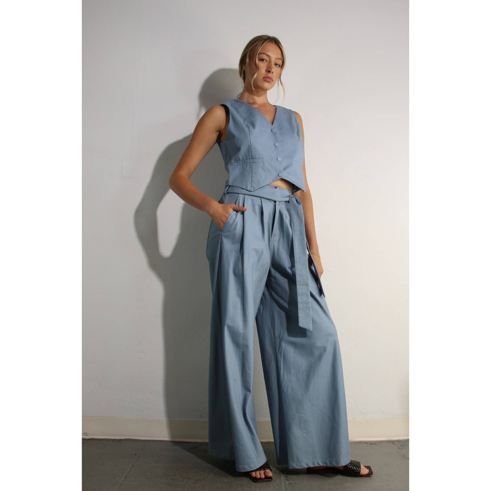 BLUE HAZE COTTON VEST AND PANTS SET for wholesale on Faire12