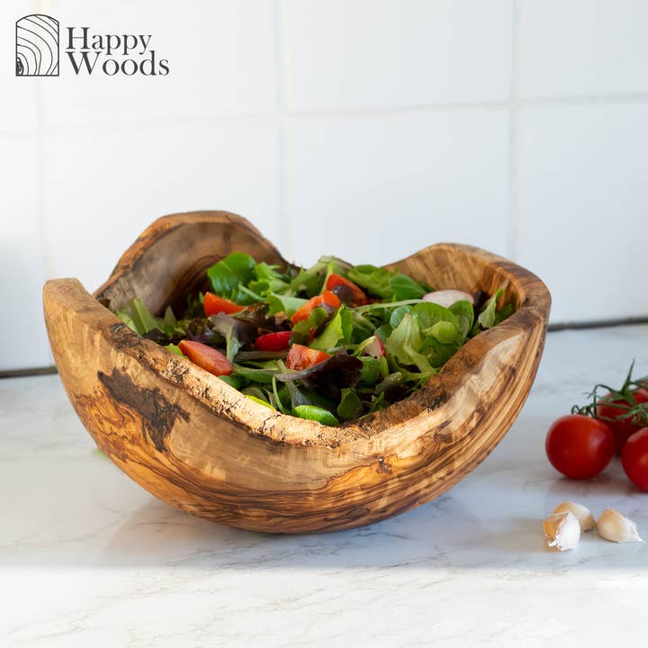 Next Day Shop - Wholesale Bowl - Large Olive Wood Bowl, Rustic Wooden Fruit Bowl