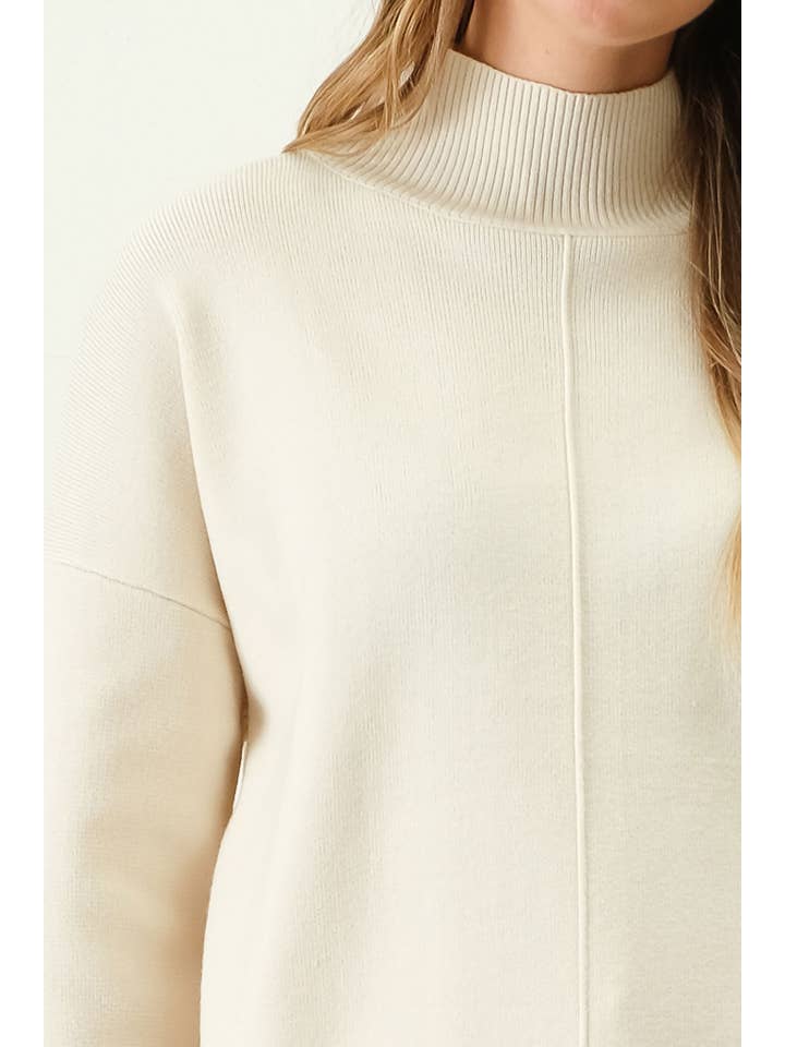 The Workshop Studio - Wholesale Knit Sweater - Women's - MOCK NECK FRONT SEAM PULLOVER SWEATER