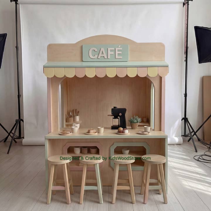 Wooden Cafe Playhouse + Furnitures for Kids | Personalized 20+ Themes | All-Inclusive Turnkey Project for wholesale by Kids Wood Store U.S. / EU.