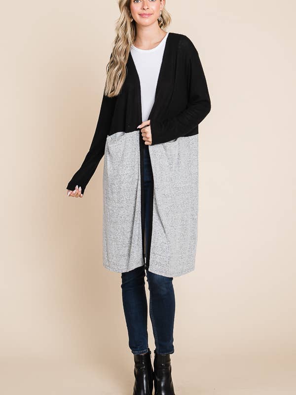 Culture Code - Wholesale Cardigan - Women's - CHD1348LA - COLOR BLOCK HALF DUSTER