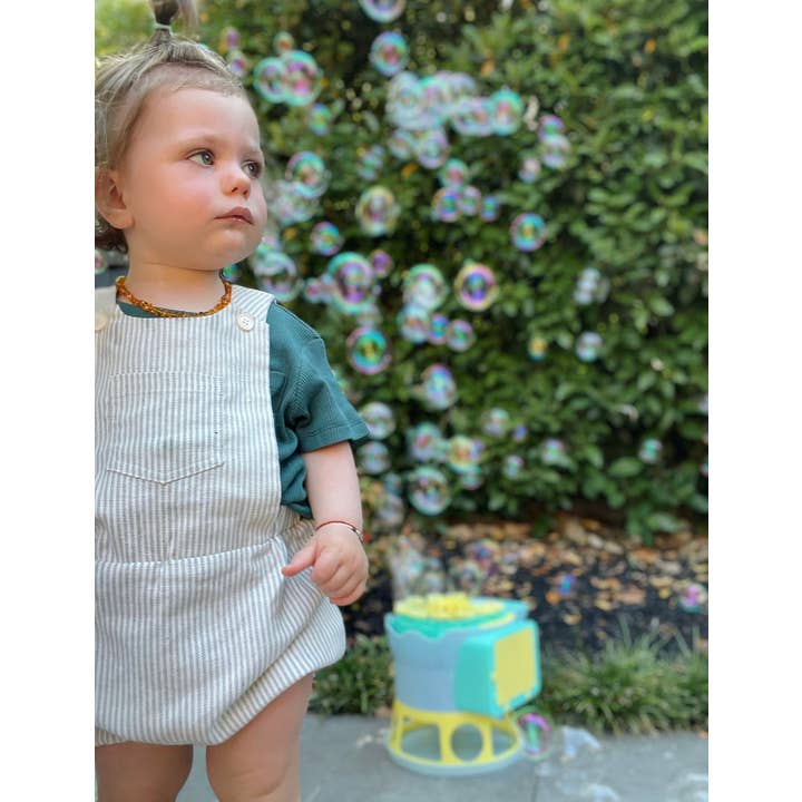 Ponchik Babies + Kids - Cotton Pinafore Overalls - Ocean Stripe for wholesale by Ponchik Babies + Kids