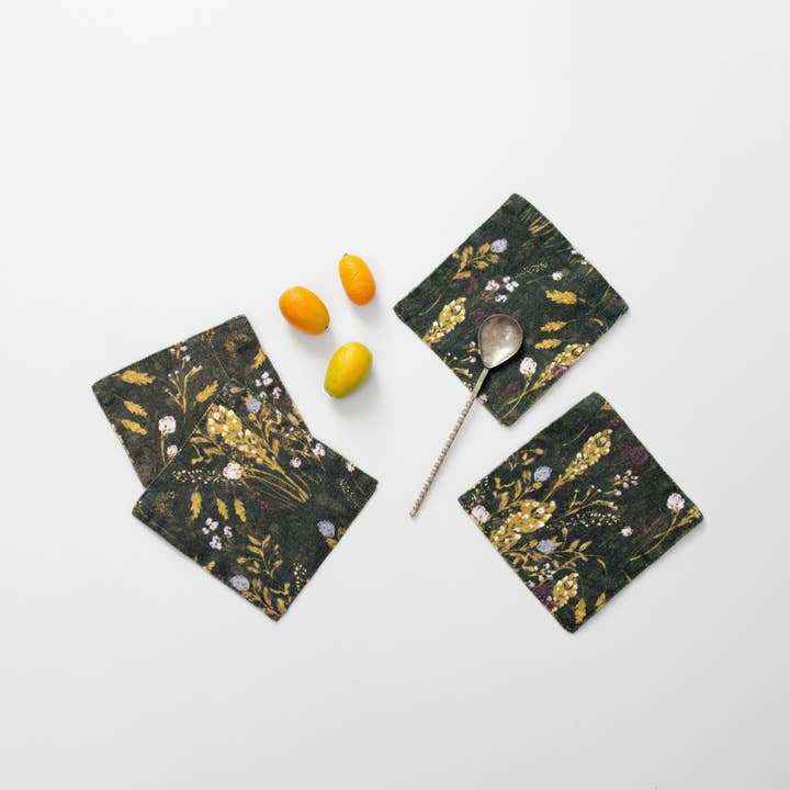 Woodland Linen Coasters Set of 4 for wholesale by Linen Tales (We cover U.S. import duties)