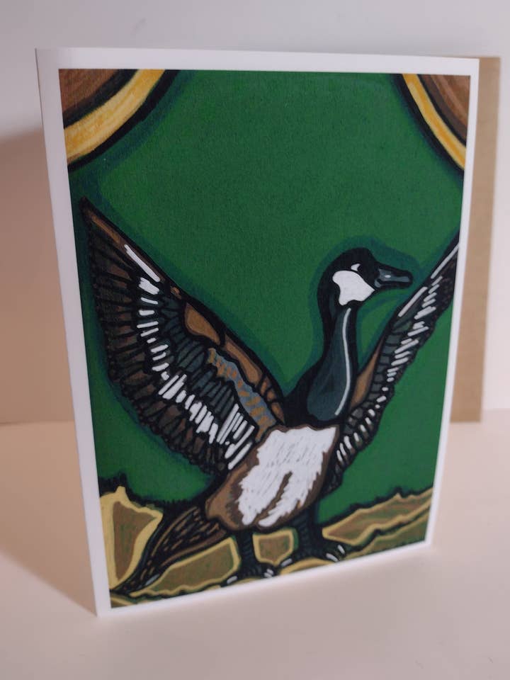 Leere Grußkarte - Tierreihe - Gans für den Großhandel von Laura Noel Art and Music