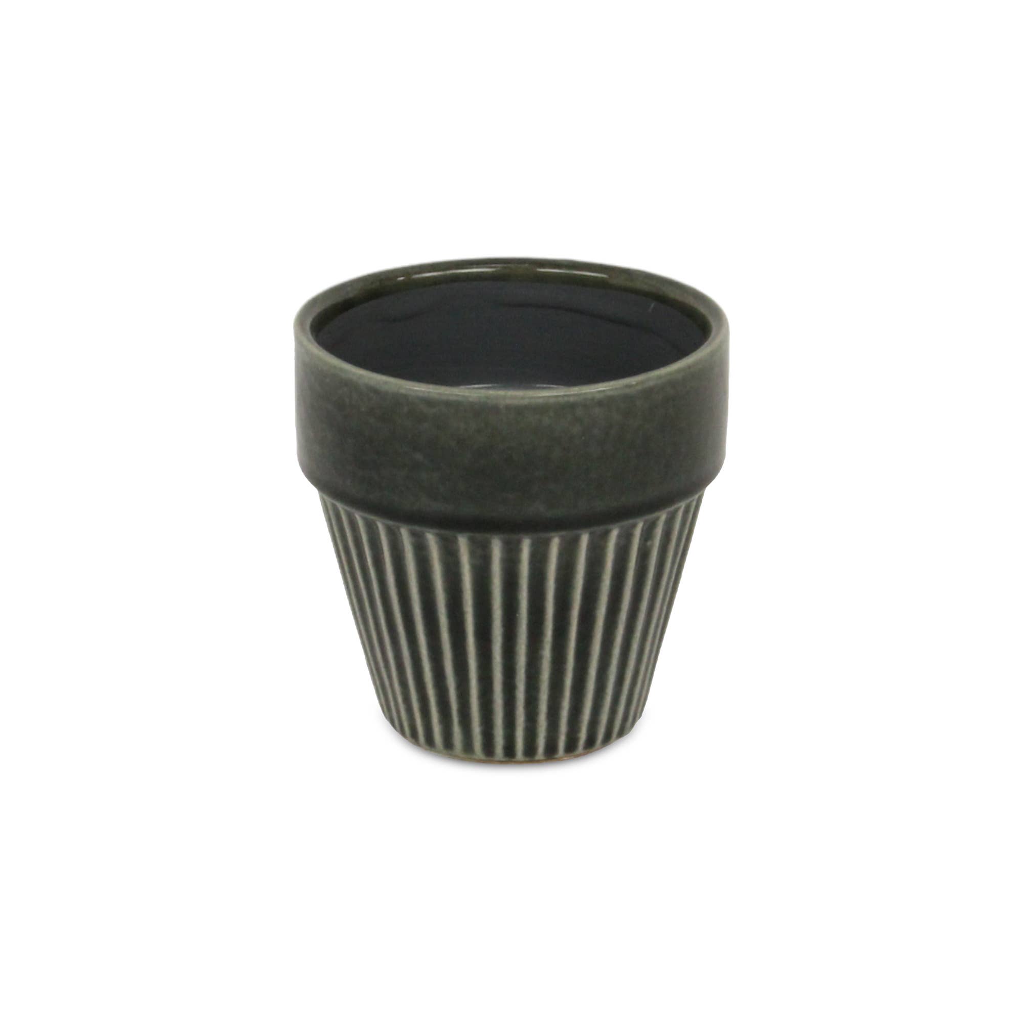 Cheungs Home Decor - Vente Pot - Pot en céramique à motif effilé Corseta - Gris foncé5