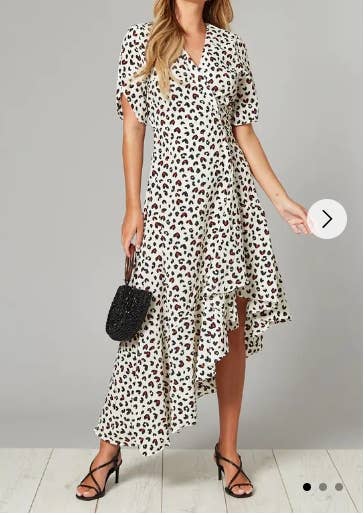 CY FASHION. LONDON – Engroshandel Kjole - Dame – Midikjole med flæser i sort marineblå kæresteprint1