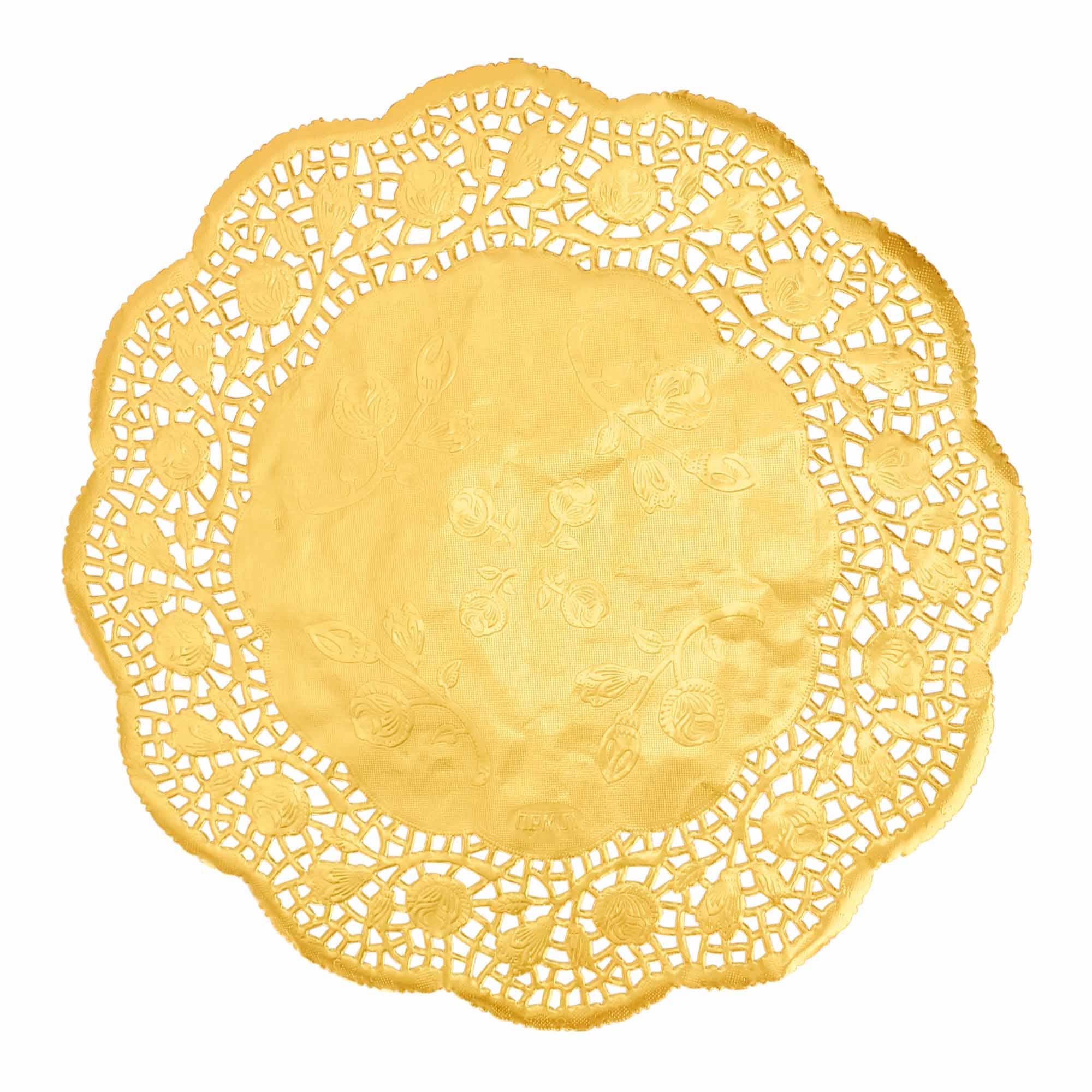 Round Lace Metallic Paper Doilies 12" - Set of 100 - Gold for wholesale on Faire0