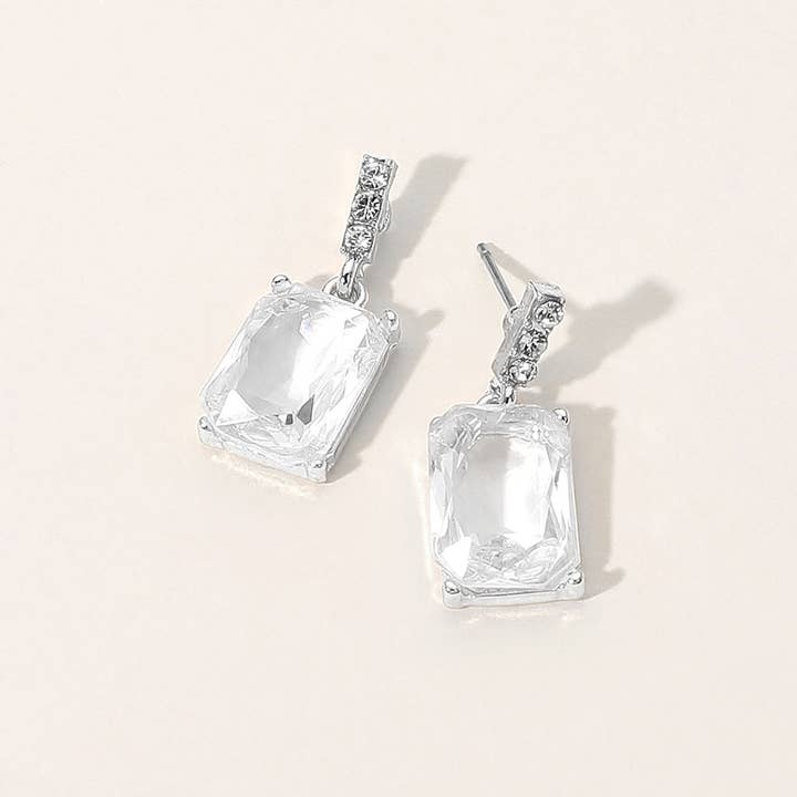 Sensibling Corp. - Wholesale Dangle Earrings - Rectangle Stone Cluster Dangle Earrings