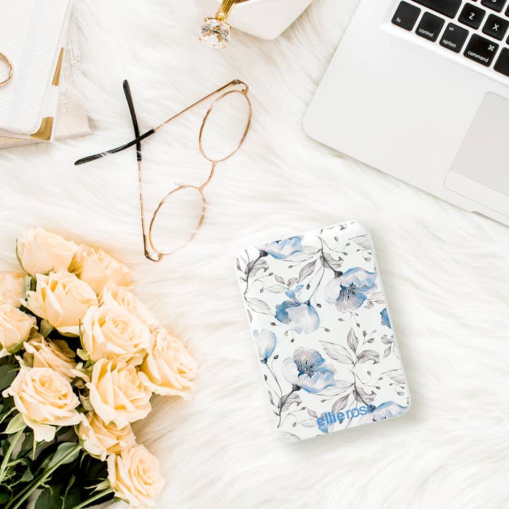 Ellie Rose - Wholesale Portable Charger - Power Bank Charger - Blue Floral8
