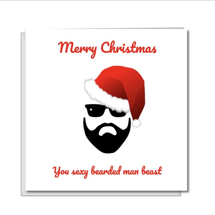 Swizzoo Cards - Wholesale Christmas Card - Sexy Beard Christmas Card for boyfriend, husband, male friend, man - Funny, humorous, fun - Bearded, facial hair, hairy
