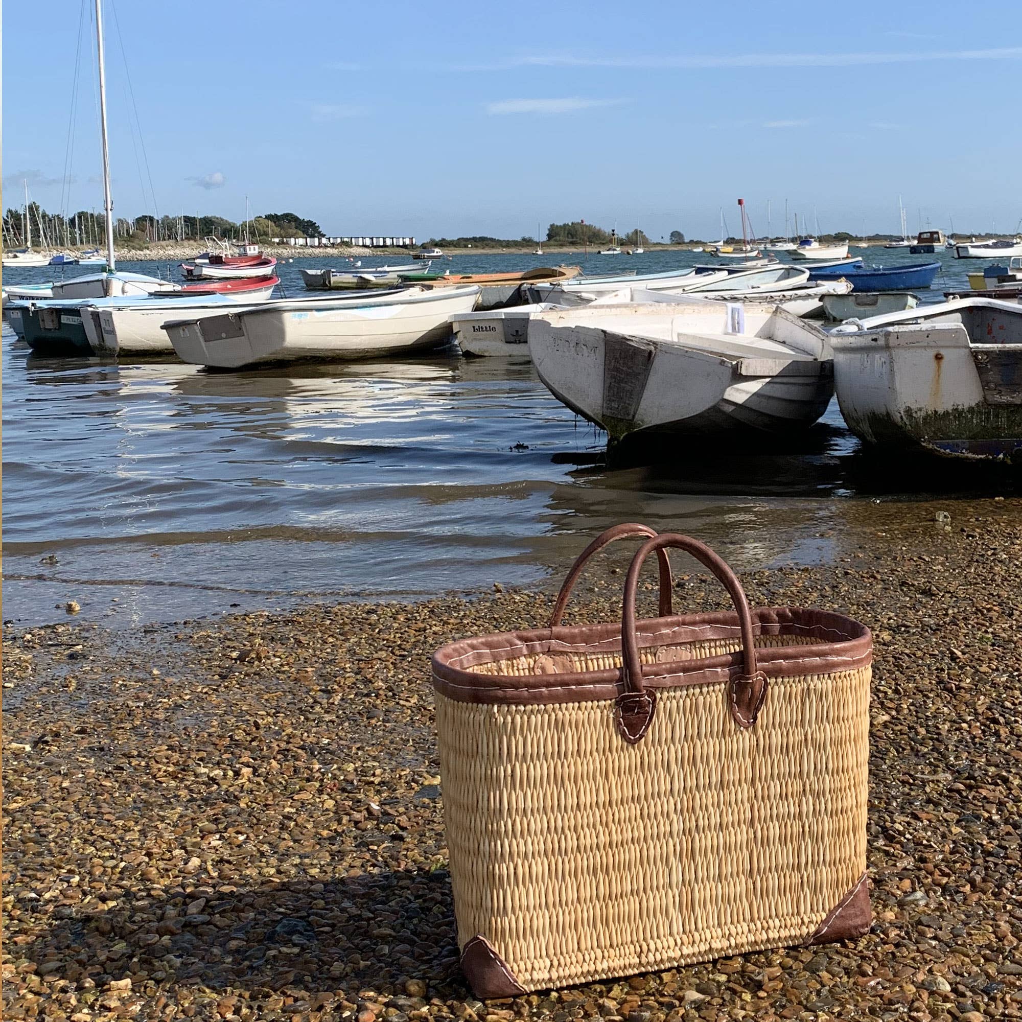 HandmadeBestSeller – wholesale Basket – REED BASKET WITH LEATHER, Natural Basket Hand-woven2