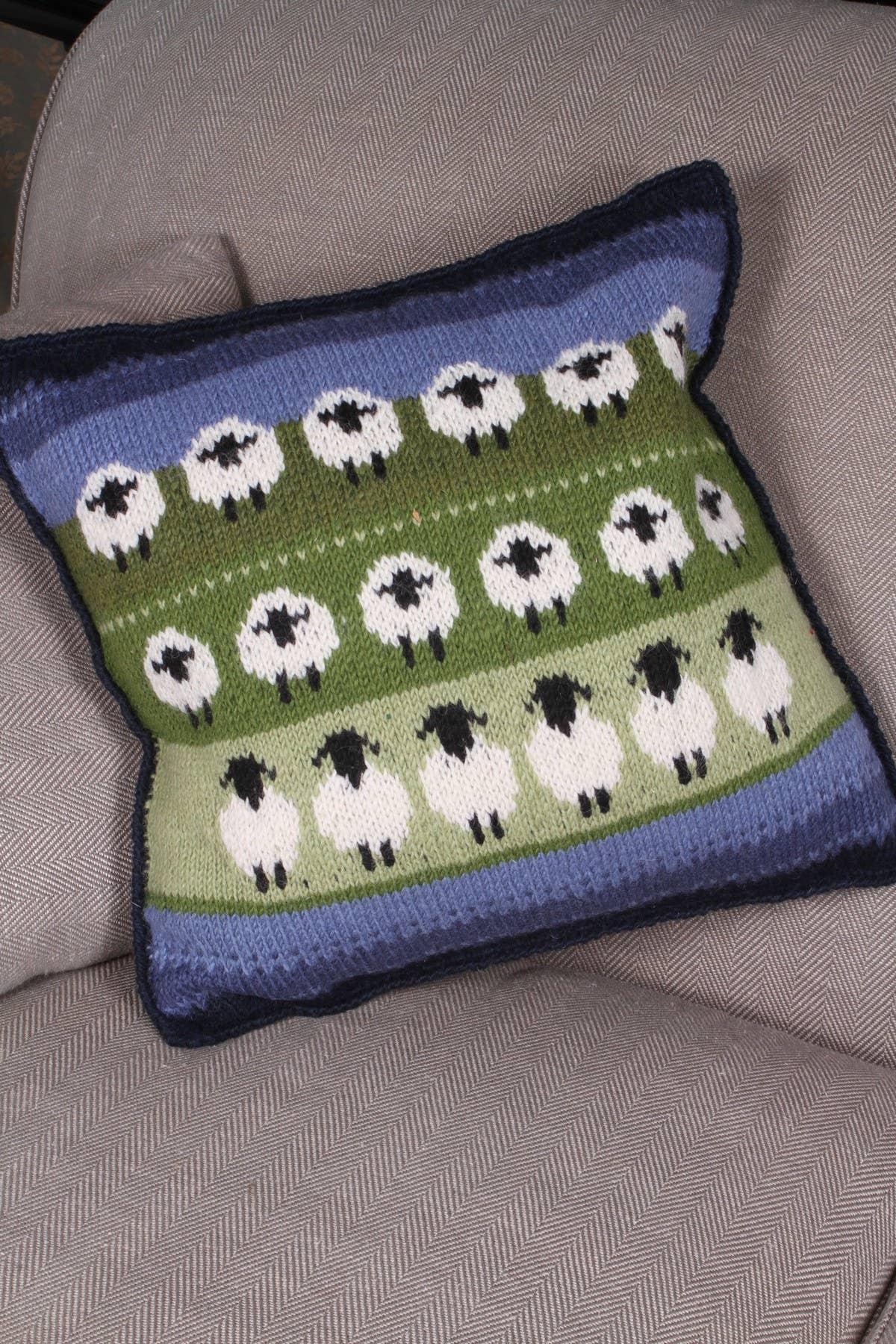 One Colour Flock of Sheep - Knitted Wool White Sheep Cushion Cover for wholesale on Faire4