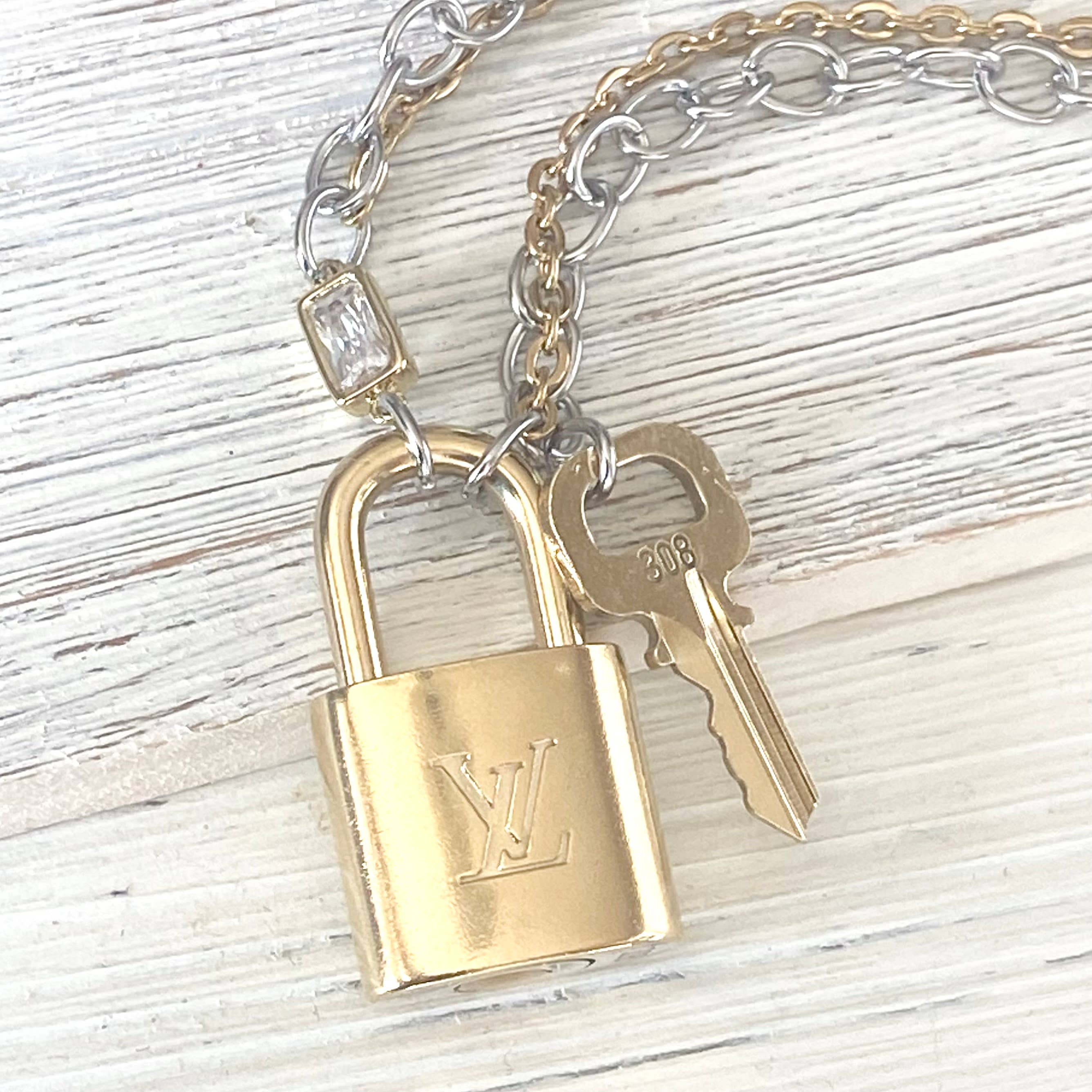 VB&CO Designs Handmade Jewelry - Wholesale Pendant/Charm Necklace - Louis Vuitton  lock necklace repurposed upcycled LV7