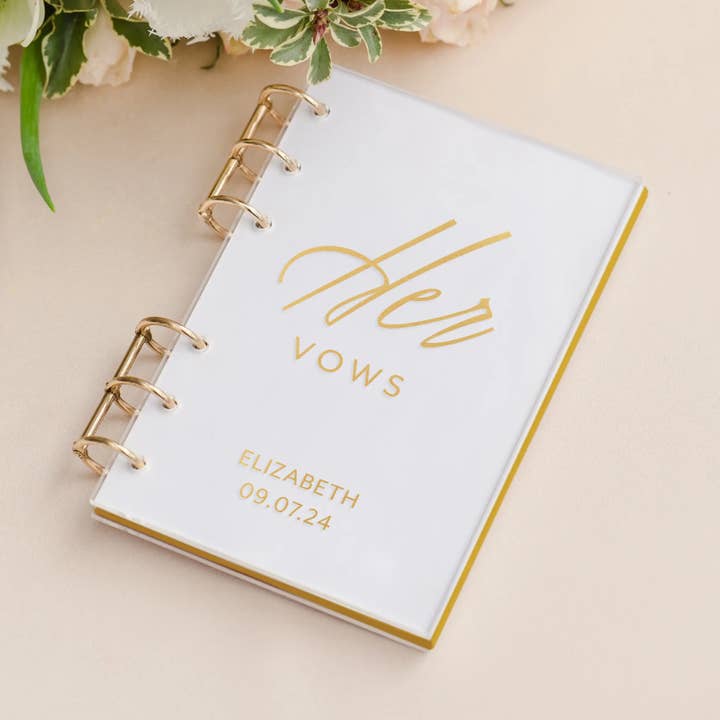 Carnet de poche Vow en acrylique transparent - Her Vows pour la vente par Weddingstar Inc.