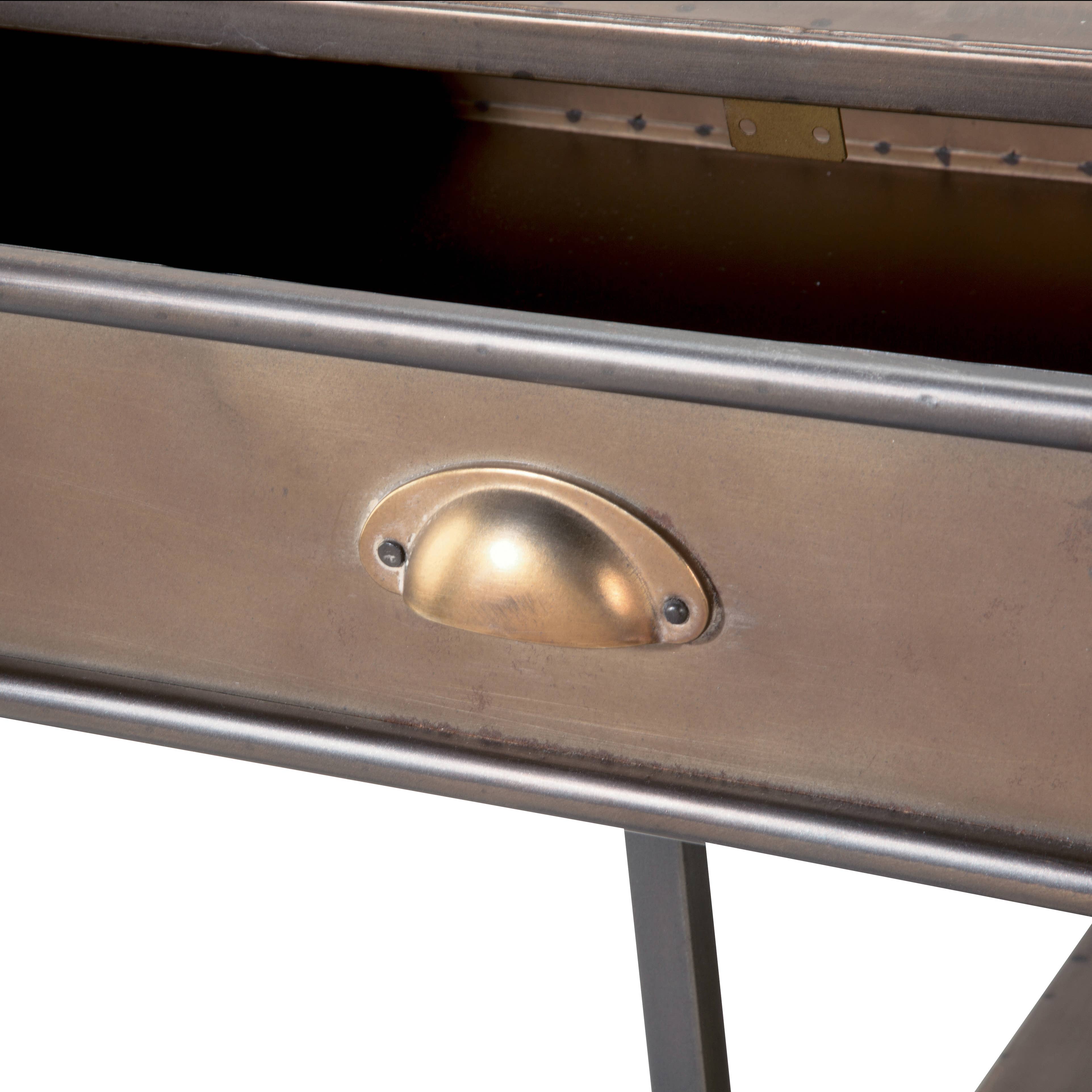 Tripar International - Wholesale Console Table - Bronze Metal Desk with 4 Shelves and 2 Drawers5