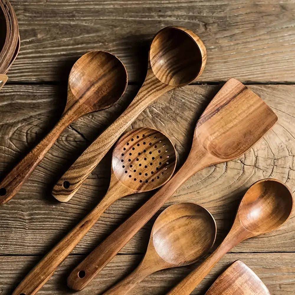 Huis Van Merken - Wholesale Kitchen Utensil Set - 5pcs Premium Wooden Kitchen Utensils Set - High-Quality, Durable Wood Spoons3