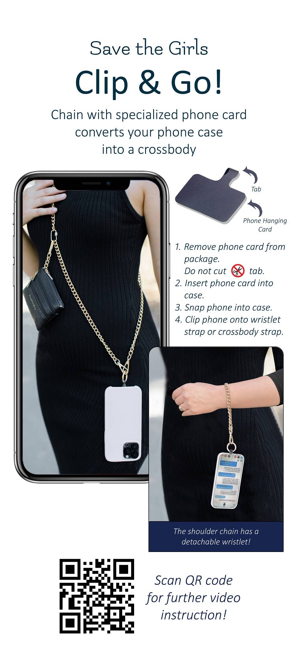 Save The Girls - Vente Sac à bandoulière – femme - Accessoire de téléphone à bandoulière Clip & Go 8