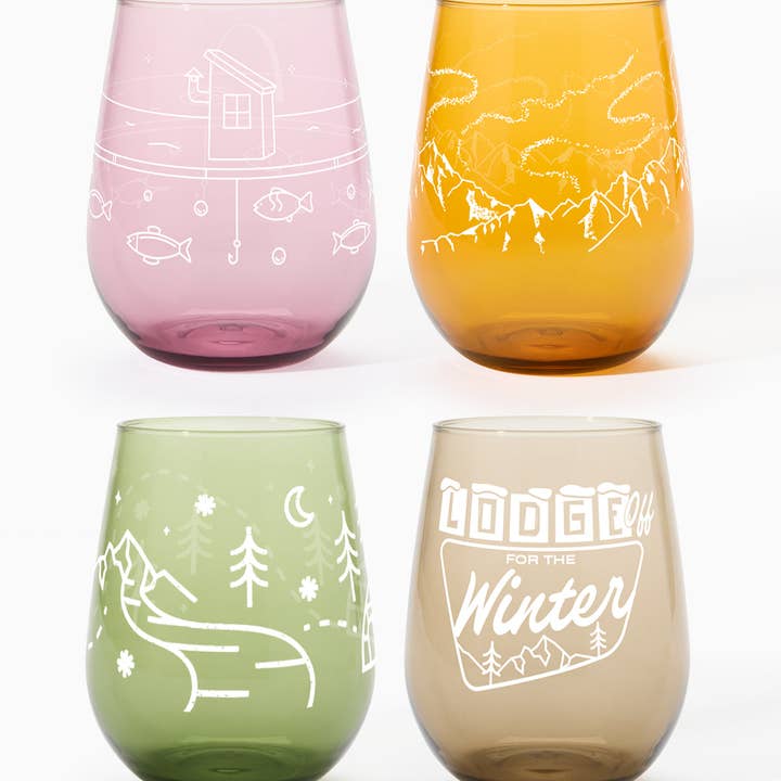 Winter Excursions - RESERVE 16oz Stemless Wine Color Series Tritan™ Copolyester Glass Mixed Set for wholesale by TOSSWARE