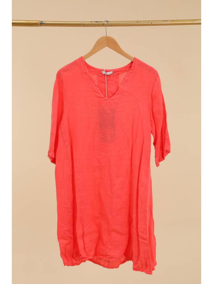 la maison des fibres naturelles - Wholesale Dress - Women's - V-neck linen dress 10605 100%LINEN