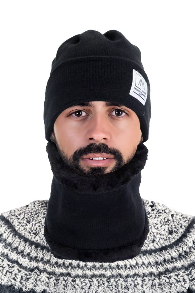 Cap Zone – Gorro - Unissexo por atacado – Conjunto de Aquecedor de Pescoço Forrado em Fleece Monocromático1